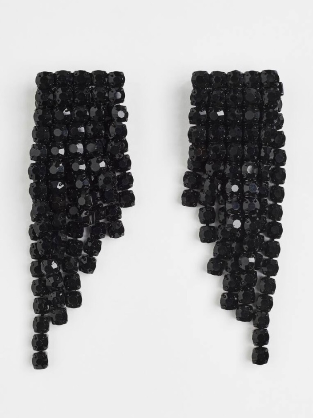 H&M Black Rhinestone Asymmetrical Earrings ~NWT